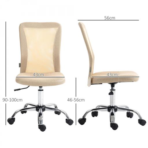 Silla de Escritorio Giratoria sin Brazos Silla de Malla con Altura Ajustable Carga 100 kg 43x56x90-100 cm Beige [2]