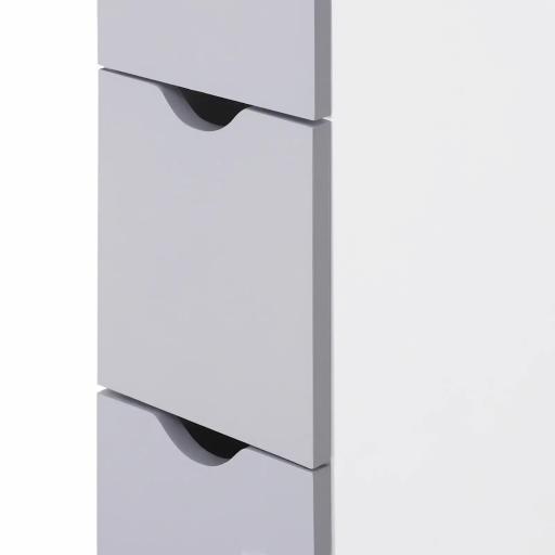 Columna de Baño Moderno Mueble Auxiliar de Baño con 2 Estantes 2 Cajones y 1 Puerta Antivuelco 15x33x136,5 cm Blanco [7]