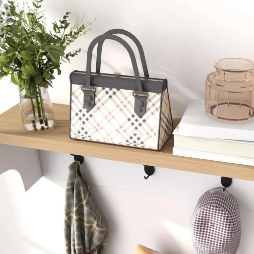 Recibidor con Perchero y Banco Zapatero Muebles de Entrada con 3 Ganchos y Estantes para 9 Pares de Zapatos Blanco [3]