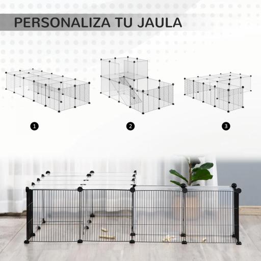 Parque para Mascotas con 27 Paneles y Forma Personalizable para Cobayas Conejos Chinchillas 140x70x70 cm Transparente [2]