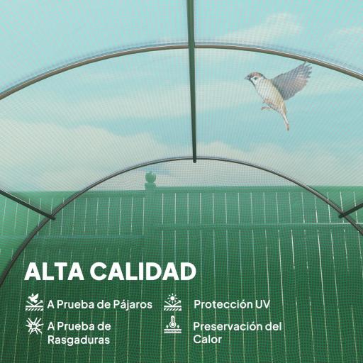 Invernadero de Túnel 600x300x200 cm Invernadero de Jardín con Puerta Enrollable 8 Ventanas Cubierta PE 140g/m² y Tubo de Acero para Cultivos Plantas Verduras Verde [3]
