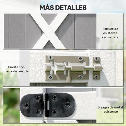 Armario de Jardín de Madera para Exterior para Herramientas con 2 Estantes y Techo Asfáltico 75x56x115 cm Gris [4]