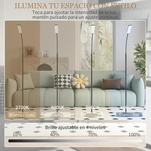Lámpara de Pie LED Regulable con Temperaturas de Color Ajuste Continuo Control Remoto y Táctil Temporizador Negro [3]
