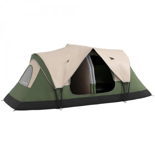 Tienda de Campaña Plegable con 2 Habitaciones y Bolsa de Transporte Impermeable 450x215x180 cm Verde Oliva y Marrón [9]