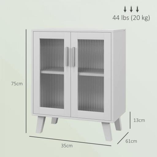 Aparador de 2 Puertas Aparador de Salón con 2 Estantes Puertas Transparentes para Cocina Entrada Blanco 61x35x75 cm [1]