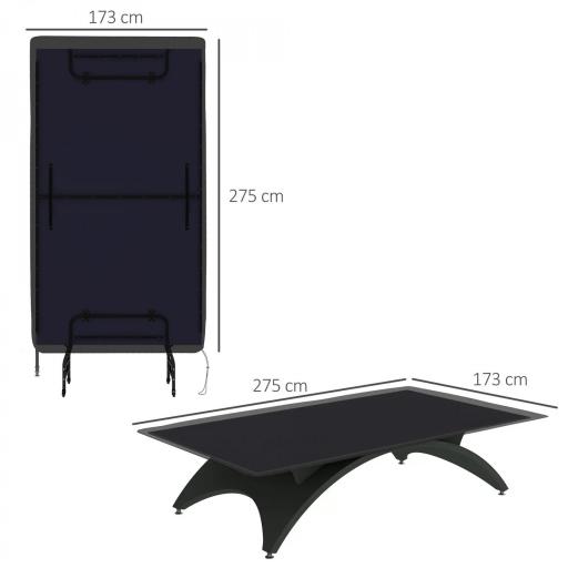 Funda para Mesa de Ping-Pong con Cremallera Anti-UV e Impermeable para Interior y Exterior 275x153x5 cm Negro [1]