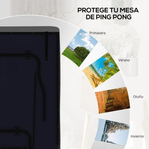 Funda para Mesa de Ping-Pong con Cremallera Anti-UV e Impermeable para Interior y Exterior 275x153x5 cm Negro [2]