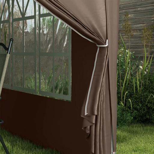 Carpa Plegable Pop-up 3x3 m con 4 Paredes Laterales Anti-UV y Bolsa de Transporte Café [2]