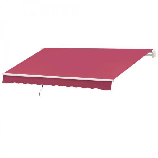 Toldo Manual 395x245 cm con Manivela Toldo Balcón Patio Terraza de Aluminio y Tejido Poliéster 280 g/m² Anti-UV Rojo [8]