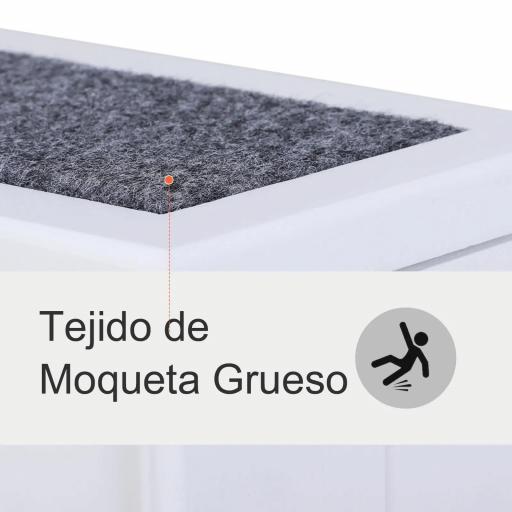 Escalera para Mascotas 3 Peldaños con Espacio de Almacenaje y Alfombra Antideslizantes Portátil Madera para Vehículo Carga 30 kg 40,5x44,5x38 cm Blanco [5]