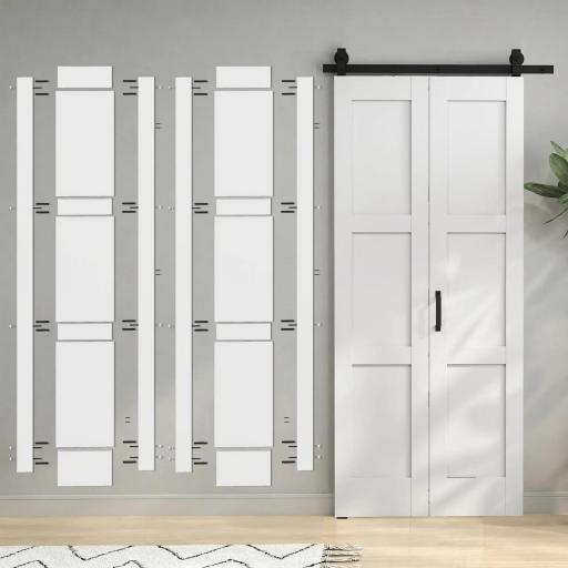 Puerta Corredera Plegable con Herrajes 91,4x213,4 cm con Rodillo Riel de Acero Guía de Suelo Manija Blanco [7]