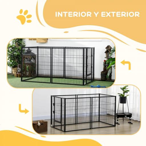 Parque para Perros de 6 Paneles Ajustable Valla Metálica para Mascotas con Marco de Acero 82,5-150x79x81 cm Negro [4]