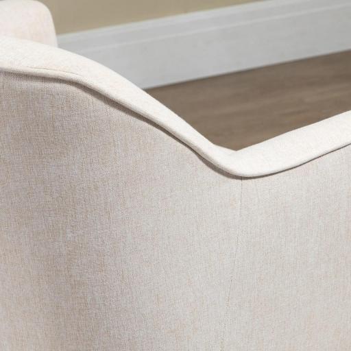 Butaca de Salón Moderna Sillón Tapizado en Lino Sintético Patas de Madera para Dormitorio Oficina 64,5x65x79,5 cm Crema [6]