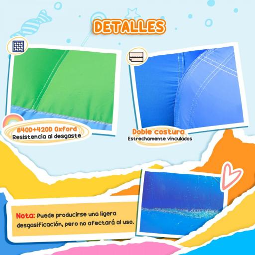 Castillo Hinchable 5 en 1 con Tobogán Piscinas y Canasta Incluye Inflador y Bolsa de Transporte 385x290x180cm Multicolor [7]