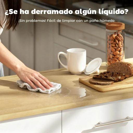Isla de Cocina con Ruedas Encimera Plegable 2 Puertas con Cierre Suave Bandeja Extraíble 2 Cajones Blanco [4]