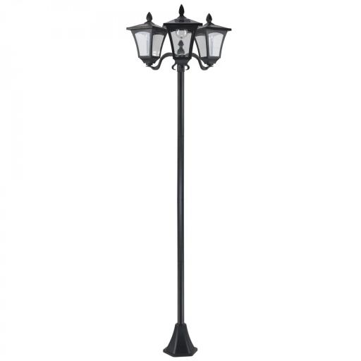 Farola Solar de Jardín con 3 Luces LED Impermeable IP44 Sensor de Noche Farol de Exterior 51,5x47x182,5cm Negro [9]