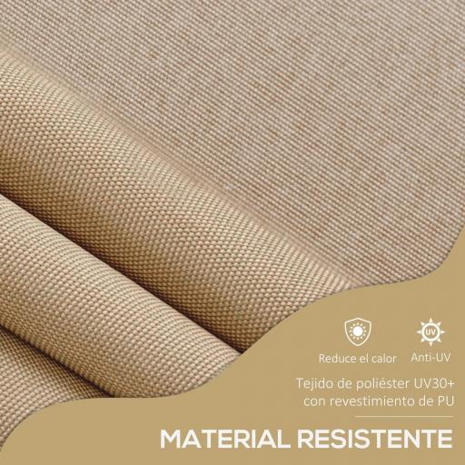 Toldo Manual Retráctil con Manivela 200x120x210-300 cm con Altura Ajustable Impermeable y Anti-UV Beige [6]