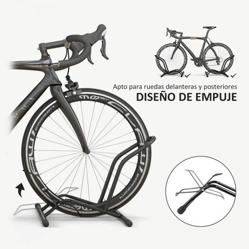 Soporte para Bicicletas de Acero Aparca Bicis de Suelo Portátil para Interior y Exterior 59x41x38 cm Negro [9]