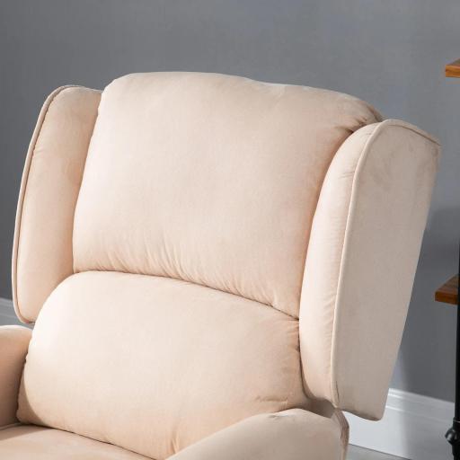 Sillón de Masaje Reclinable con Mando a Distancia 2 Zonas de Masaje y Tapizado en Tejido de Ante 78x83x101 cm Crema [7]