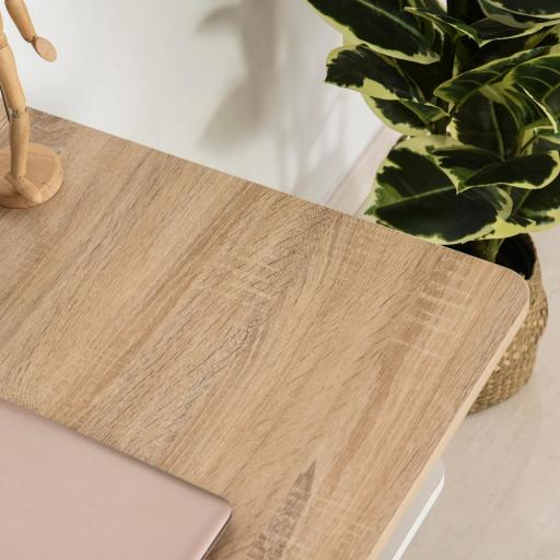 Mesa de Escritorio 2 en 1 con Estante de 3 Niveles Gran Superficie Espacio Almacenaje Amplio Mesa de Oficina Dormitorio Estudio 100x55x74 cm Madera [5]