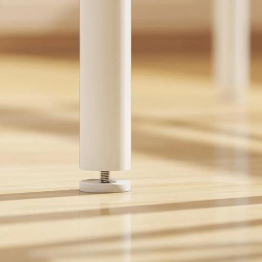 Set de Mesa Alta y 2 Taburetes con Estante de Almacenamiento y Marco de Metal 80x50x90 cm Blanco y Natural [3]