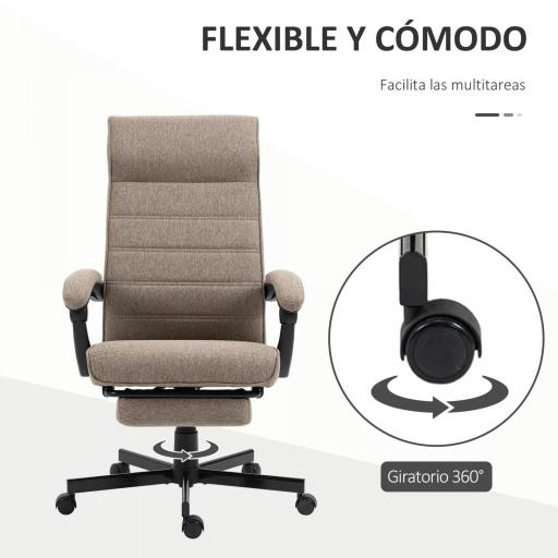 Silla de Oficina Reclinable con Altura Ajustable Reposabrazos y Reposapiés Retráctil 68x67x106-114 cm Marrón [4]