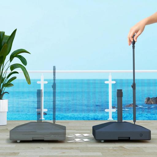 Base para Sombrilla Cuadrada con Ruedas y Asa Rellenable con Agua o Arena Soporte de HDPE 60x60x104 cm Negro [5]