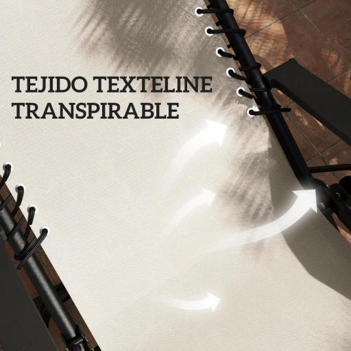 Set de 2 Tumbonas Jardín Exterior Plegables de Gravedad Cero con Mesa Auxiliar con Portavasos Reposacabezas Beige [3]