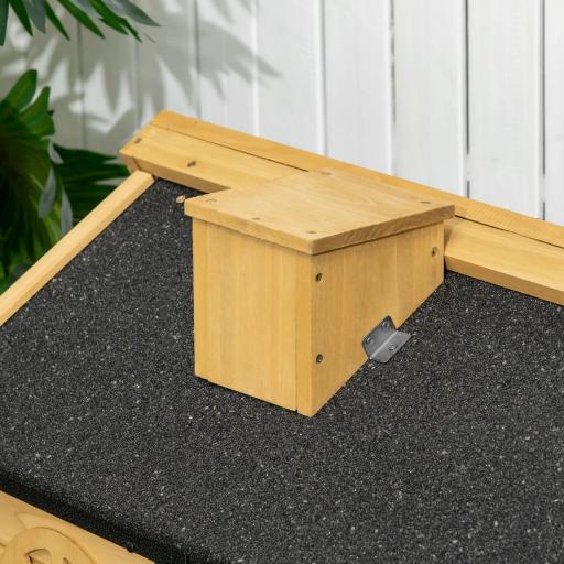 Conejera de Madera de 2 Niveles con Zona Abierta Techo Asfáltico y Bandeja Extraíble 120x55,5x80 cm Natural y Negro [7]