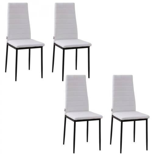 Pack de 4 Sillas de Cocina Modernas Tapizadas en Lino y Patas de Metal para Salón Carga 120 kg 41x50x97 cm Blanco [7]
