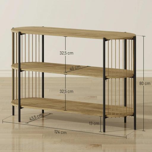 Mesa de Consola con Cuerda de Papel Trenzada a Mano Marco de Acero Estilo Bohemio 124x43,5x80 cm Natural [1]