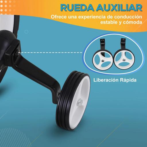 Bicicleta de Equilibrio con Pedales y Ruedas Entrenamiento Extraíbles de Asiento Regulable 33-38cm Niños +24 Meses Carga 25kg Negro [3]