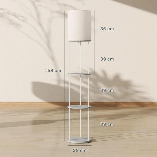 Lámpara de Pie con Estantes con 3 Temperaturas de Color Control Remoto para Salón Dormitorio Oficina Gris [1]