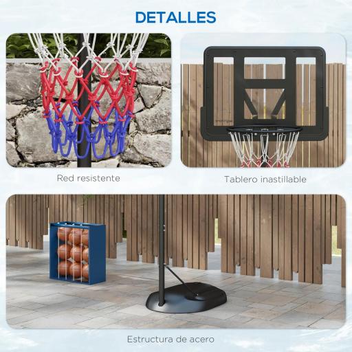 Canasta de Baloncesto para Exterior con Altura Ajustable 216-277 cm Ruedas y Base Rellenable Negro [1]