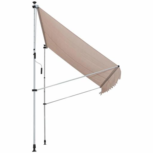 Toldo Manual Retráctil 200x150x170-280 cm para Balcón y Terraza con Altura Ajustable con Manivela Beige [1]