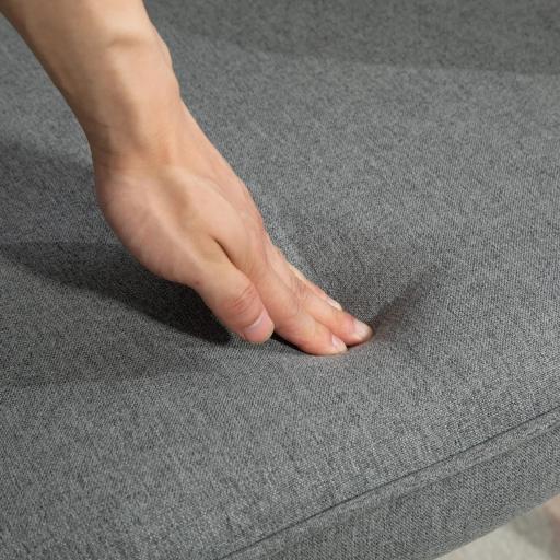 Butaca de Dormitorio con Respaldo Alto Reposabrazos Tela de Lino y Patas de Madera para Sala de Estar 71x76x101 cm Gris [7]