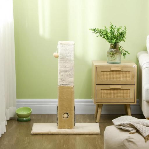 Poste Rascador para Gatos 79 cm Arañador para Gatos con Bola Colgante Poste de Yute 59,5x39x79 cm Beige y Crema [6]