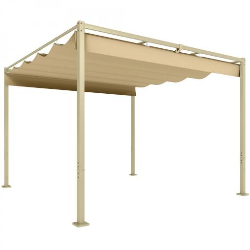 Pérgola con Techo Retráctil Pérgola de 3x3 m con Cierre Magnético Protección UV30+ Pabellón para Jardín Patio Caqui [8]