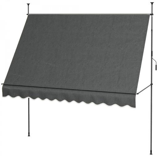 Toldo Manual Retráctil para Balcón 300x120x210-300 cm con Manivela Altura Ajustable Impermeable y Anti-UV Gris Oscuro [9]
