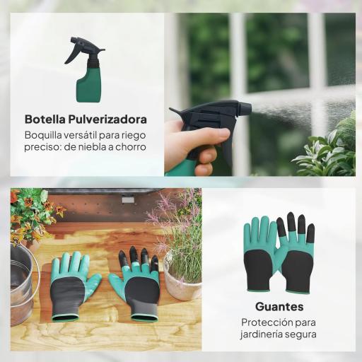 Juego de Herramientas Jardinería de 9 Piezas de Aluminio con Tijeras de Podar con Bloqueo Seguro Bolsa de Jardín Ligera [4]