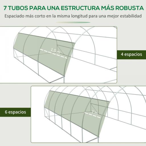 Invernadero de Túnel 6x3x2 m Invernadero de Jardín con Puerta Enrollable 12 Ventanas Cubierta de PE 140 g/m² y Metal Galvanizado para Cultivos Plantas Verduras Blanco [3]