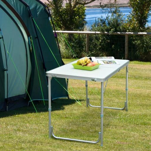 Mesa de Camping Plegable convertible en Maleta Altura Regulable para Picnic 120x60x54-70 cm con Marco de Aluminio [5]