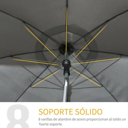 Sombrilla de Playa con Protección UV50+ Mástil de Ø32 mm y Toldo Ajustable Ø180x209 cm Gris Oscuro [4]