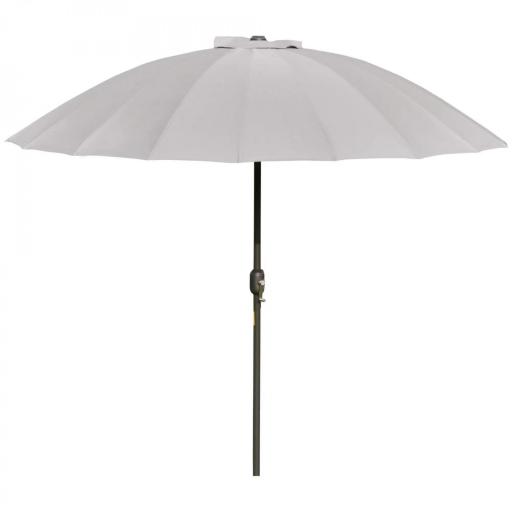 Sombrilla de Jardín Ø250x240 cm con Manivela Parasol con Ángulo Inclinable con 18 Varillas para Exterior Gris Claro [8]