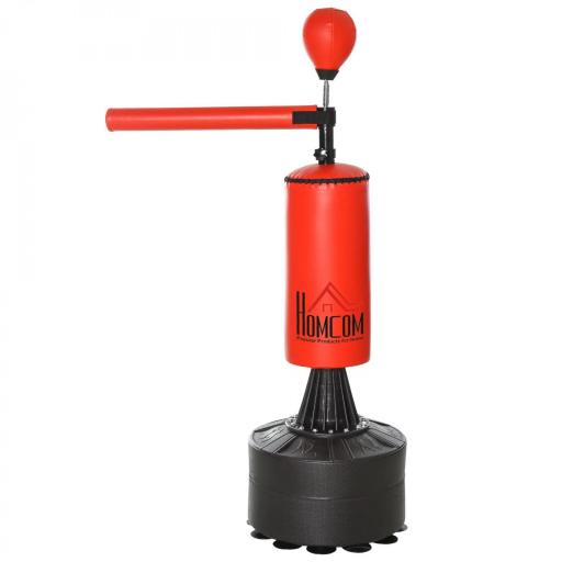 Saco de Boxeo de Pie con Bola de Velocidad y Barra Giratoria de 360° 88x48x155-205 cm Negro y Rojo [8]