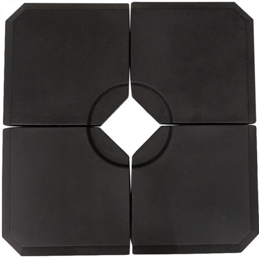 Set de 4 Piezas Soporte de Parasol Base para Sombrilla Terreza o Jardín Rellenable de 80 kg de Agua o 120 kg de Arena Estable 100x100x9,5 cm Negro [8]