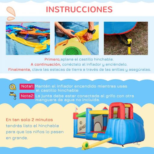 Castillo Inflable Infantil con Tobogán Cama de Salto Piscina Muro de Escalada Inflador 390x300x197 cm Multicolor [5]
