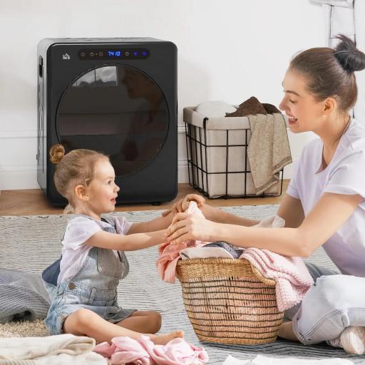 Secadora de Evacuación 5 KG 1000W Función Antiarrugas Función Esterilizar Temporizador Pantalla LED Táctil Negro [5]