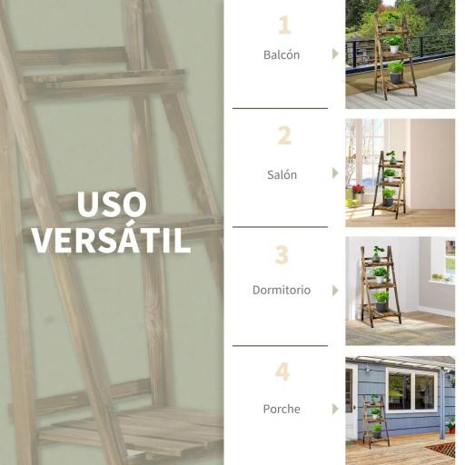 Soporte para Plantas de Madera de 3 Niveles Estantería para Plantas Plegable Soporte para Macetas 40x37x93 cm Natural [1]