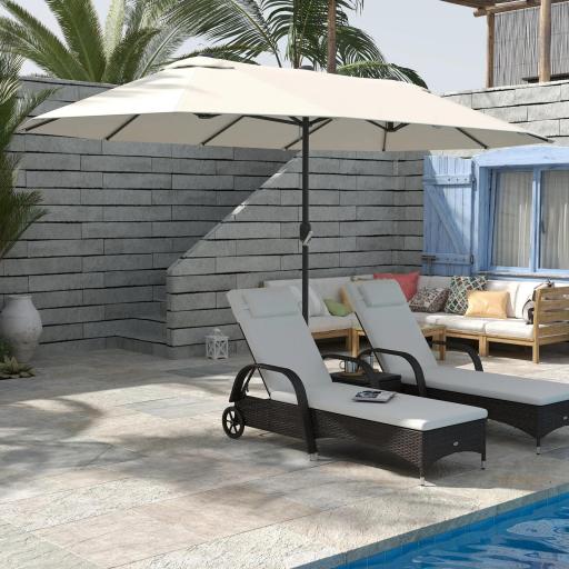 Sombrilla Doble para Jardín 460x270x240 cm Parasol Anti UV con Manivela para Exterior Patio Terraza Piscina Color Beige [8]